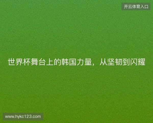 世界杯舞台上的韩国力量，从坚韧到闪耀